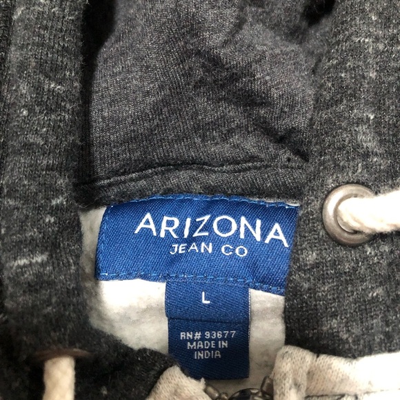 Arizona Jean Co. Gray Colorblock Raglan Full-Zip Hoodie Size L - Picture 4 of 6
